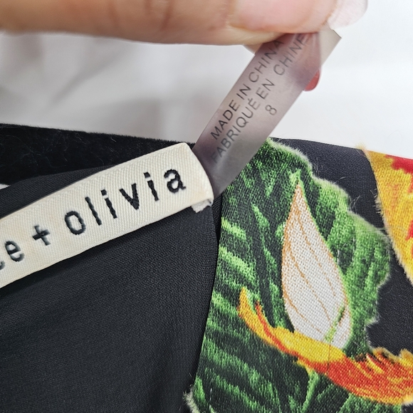 Alice + Olivia Floral Maxi Dress Size 8 | Silk Blend Plunge Gown Puff Sleeves - Picture 8 of 11